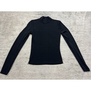 Vintage Betty Blue Top Womens XS Black Fitted L/S Mock Neck‎ Stretch Slinky